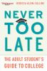 Book cover for "Never too late"